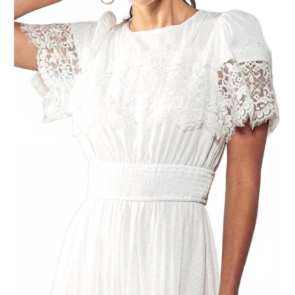 Elegant White Lace Midi Dress - Picture 6 of 6